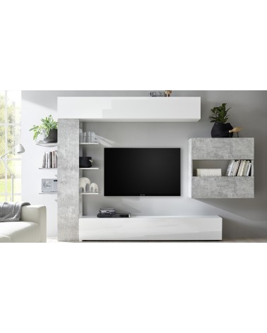 Parete attrezzata libreria Astrakat colore beton