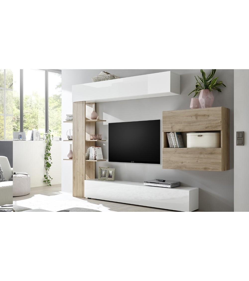 Parete attrezzata libreria Astrakat colore rovere