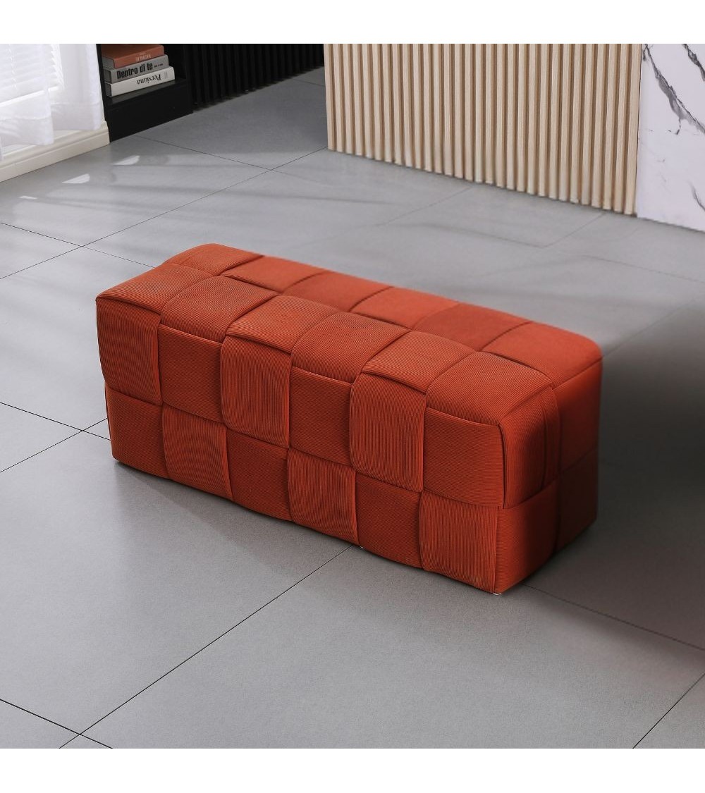 Pouf Den rettangolare effetto intrecciato colore ruggine