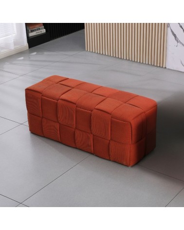 Pouf Den rettangolare effetto intrecciato colore ruggine