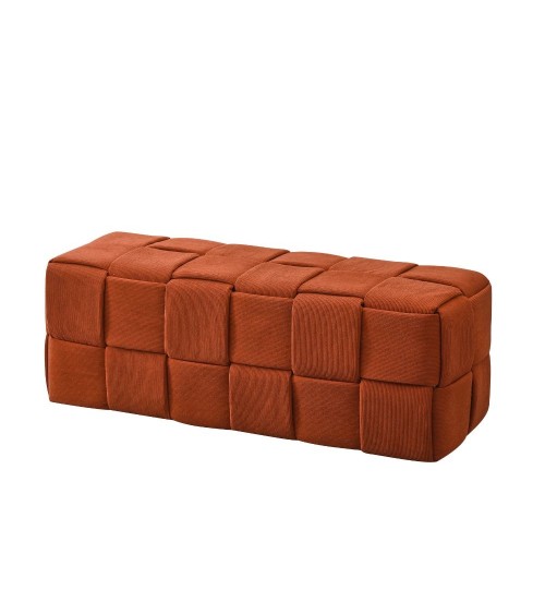 Pouf Den rettangolare effetto intrecciato colore ruggine