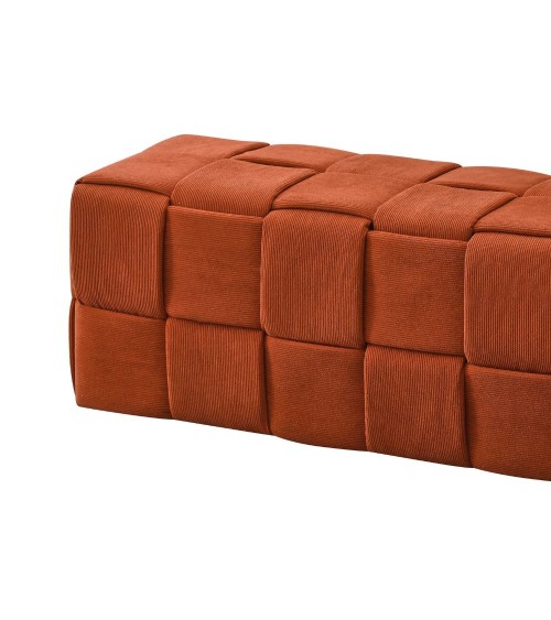 Pouf Den rettangolare effetto intrecciato colore ruggine