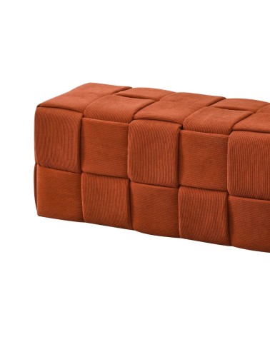 Pouf Den rettangolare effetto intrecciato colore ruggine