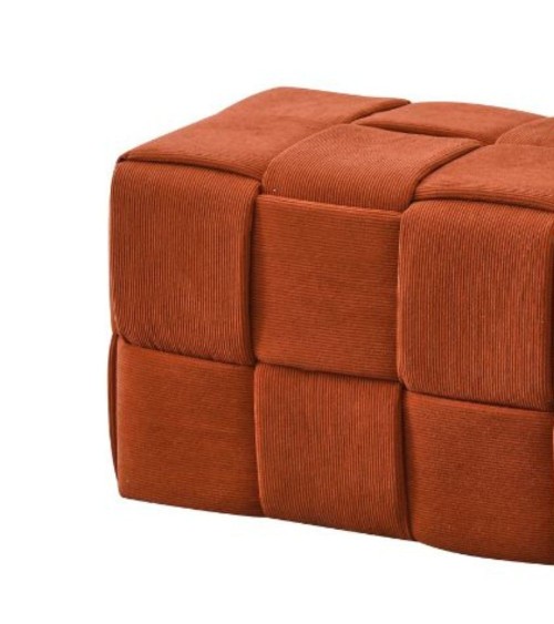 Pouf Den rettangolare effetto intrecciato colore ruggine