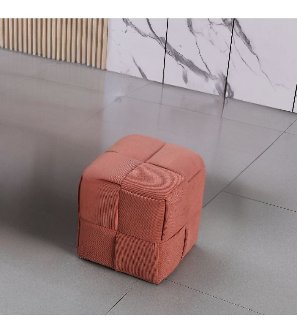 Pouf Den quadrato effetto intrecciato colore mattone