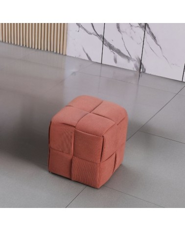 Pouf Den quadrato effetto intrecciato colore mattone