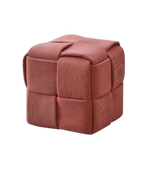 Pouf Den quadrato effetto intrecciato colore mattone