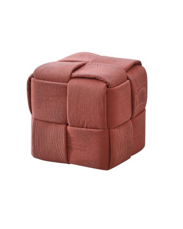 Pouf Den quadrato effetto intrecciato colore mattone