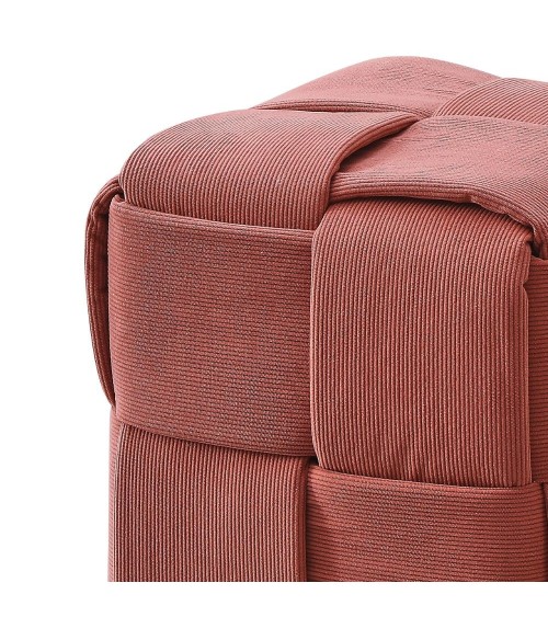Pouf Den quadrato effetto intrecciato colore mattone