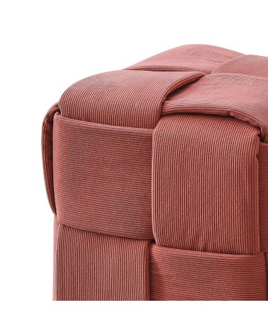 Pouf Den quadrato effetto intrecciato colore mattone