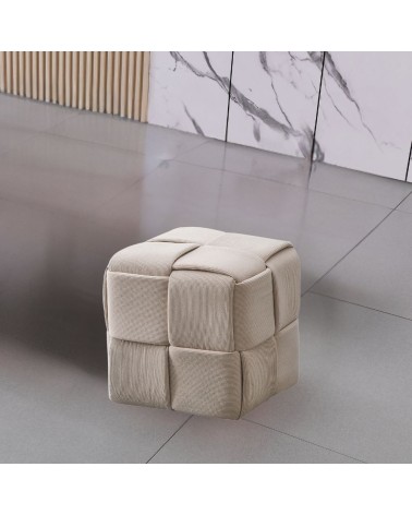 Pouf Den quadrato effetto intrecciato colore tortora