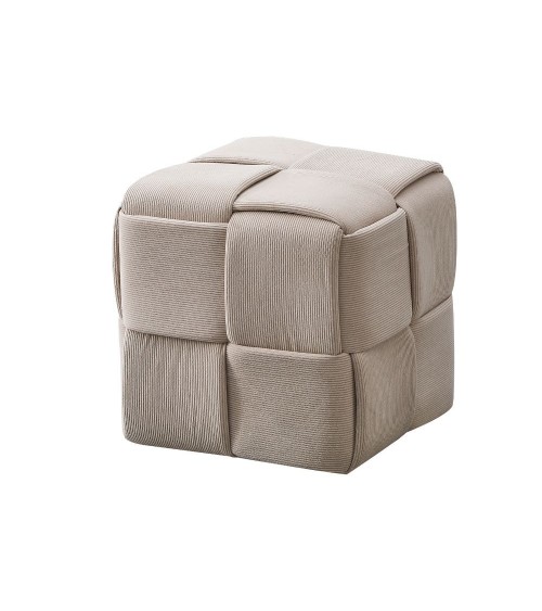 Pouf Den quadrato effetto intrecciato colore tortora