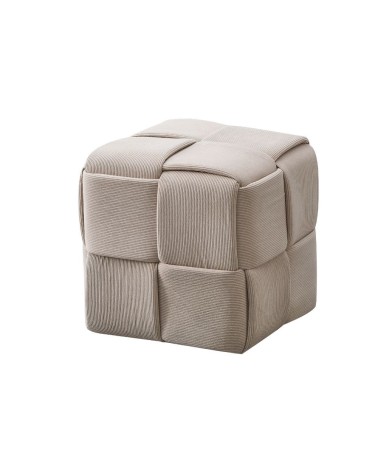 Pouf Den quadrato effetto intrecciato colore tortora