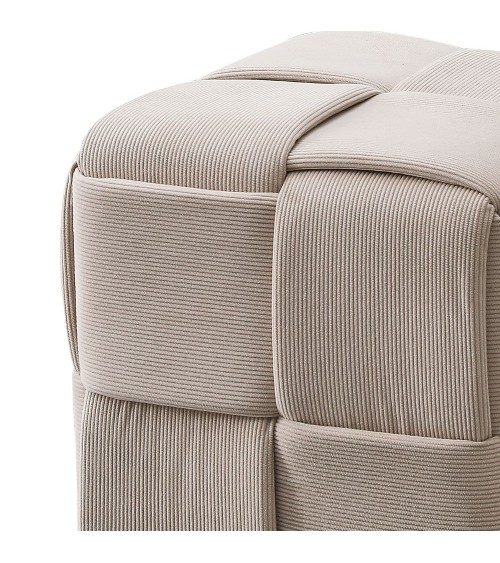 Pouf Den quadrato effetto intrecciato colore tortora