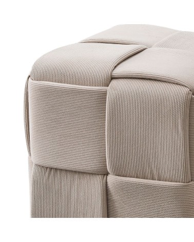 Pouf Den quadrato effetto intrecciato colore tortora