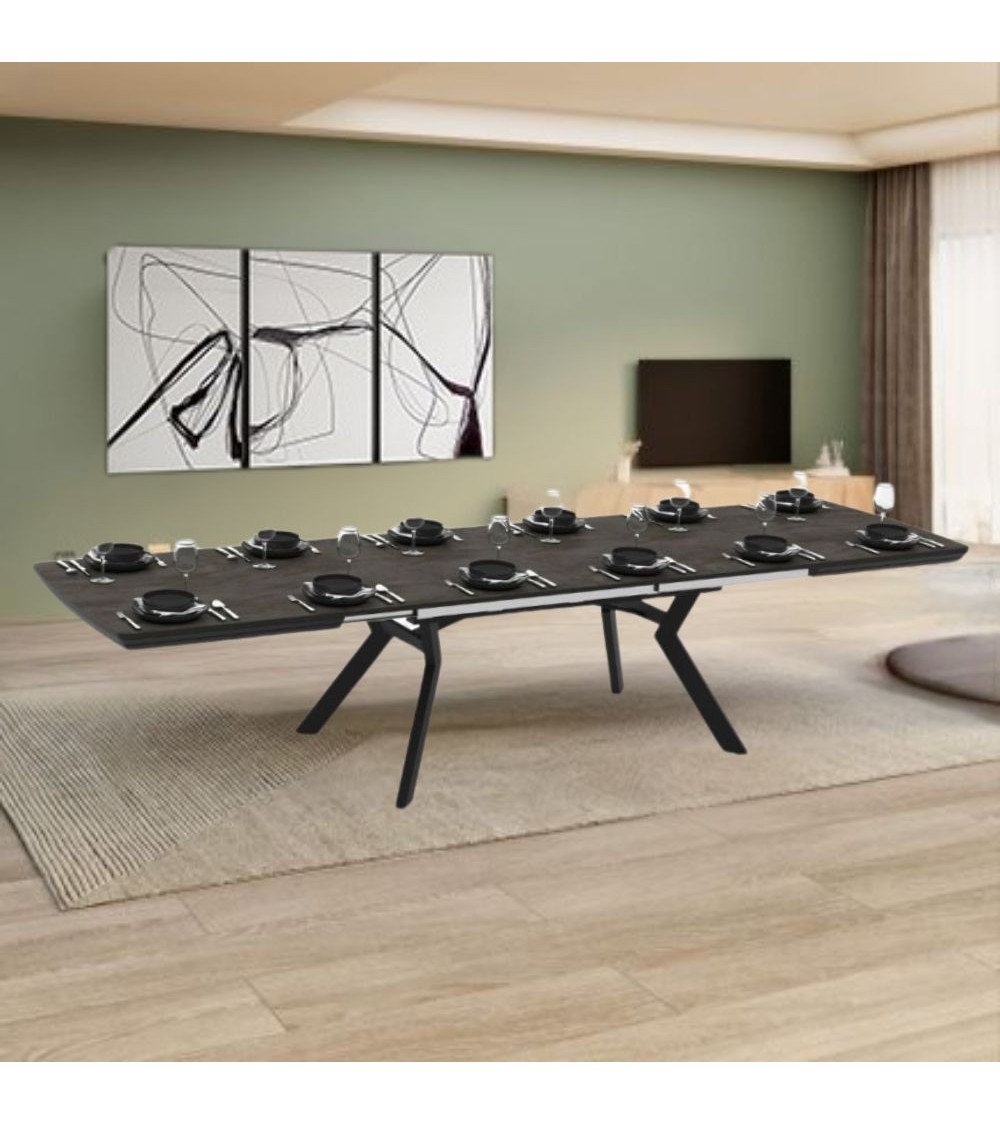 Tavolo allungabile Robat piano effetto marmo ardesia opaco 160x100x76 H cm.