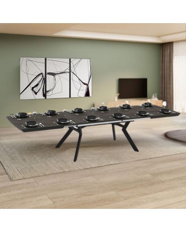 Tavolo allungabile Robat piano effetto marmo ardesia opaco 160x100x76 H cm.