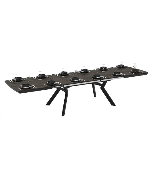 Tavolo allungabile Robat piano effetto marmo ardesia opaco 160x100x76 H cm.
