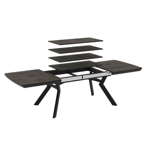 Tavolo allungabile Robat piano effetto marmo ardesia opaco 160x100x76 H cm.