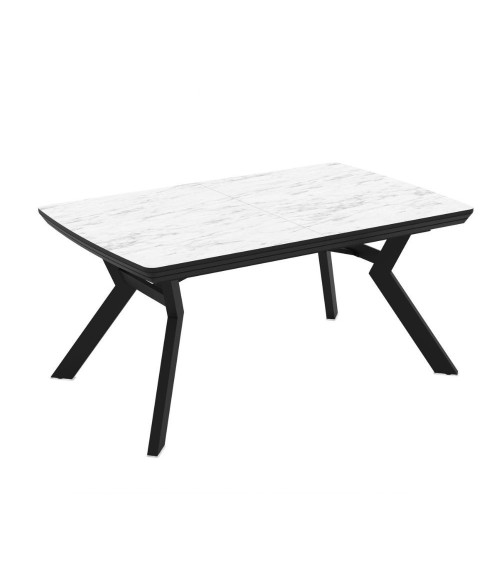 Tavolo allungabile Robat piano effetto marmo bianco opaco 160x100x76 H cm.