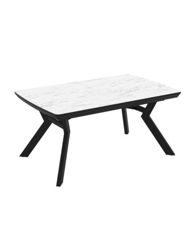 Tavolo allungabile Robat piano effetto marmo bianco opaco 160x100x76 H cm.