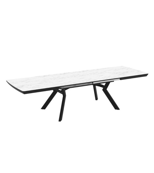 Tavolo allungabile Robat piano effetto marmo bianco opaco 160x100x76 H cm.