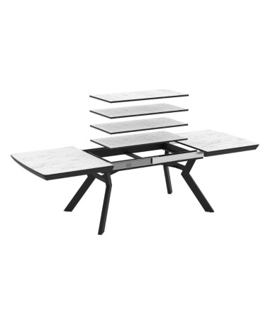 Tavolo allungabile Robat piano effetto marmo bianco opaco 160x100x76 H cm.