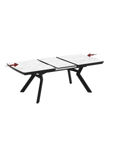 Tavolo allungabile Robat piano effetto marmo bianco opaco 160x100x76 H cm.