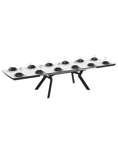 Tavolo allungabile Robat piano effetto marmo bianco opaco 160x100x76 H cm.