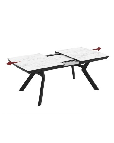 Tavolo allungabile Robat piano effetto marmo bianco opaco 160x100x76 H cm.