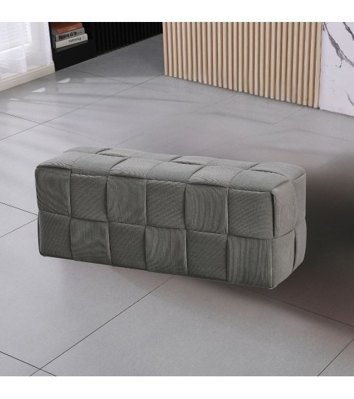 Pouf Den rettangolare effetto intrecciato colore grigio