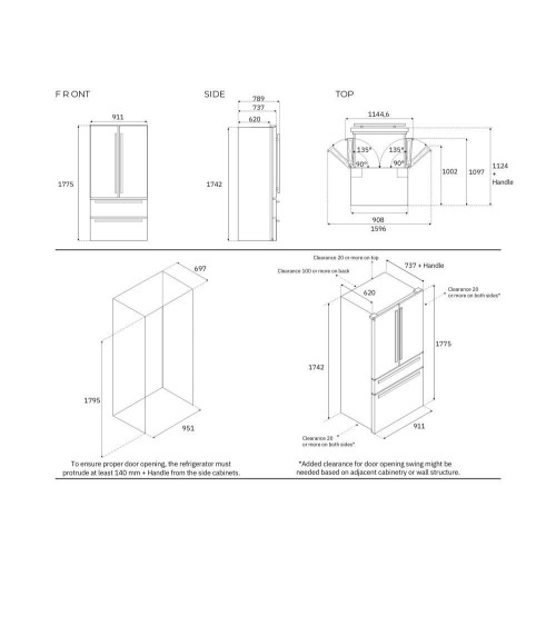 Frigorifero Bertazzoni side by side REF904FFNXTC 636 LT acciaio inox classe E