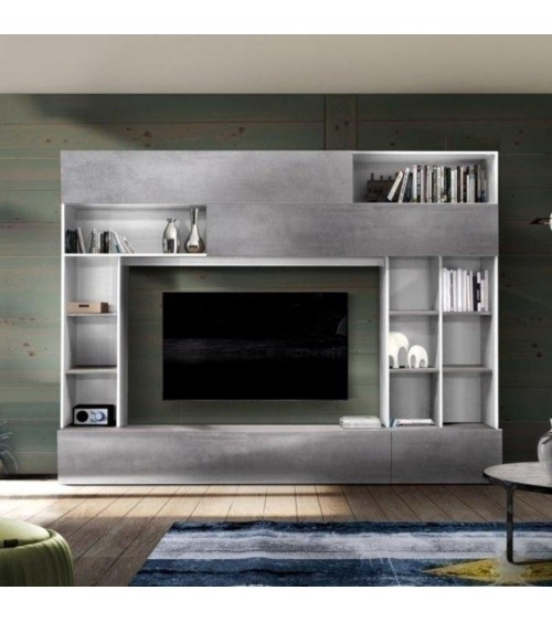 Parete attrezzata Boran bianco beton